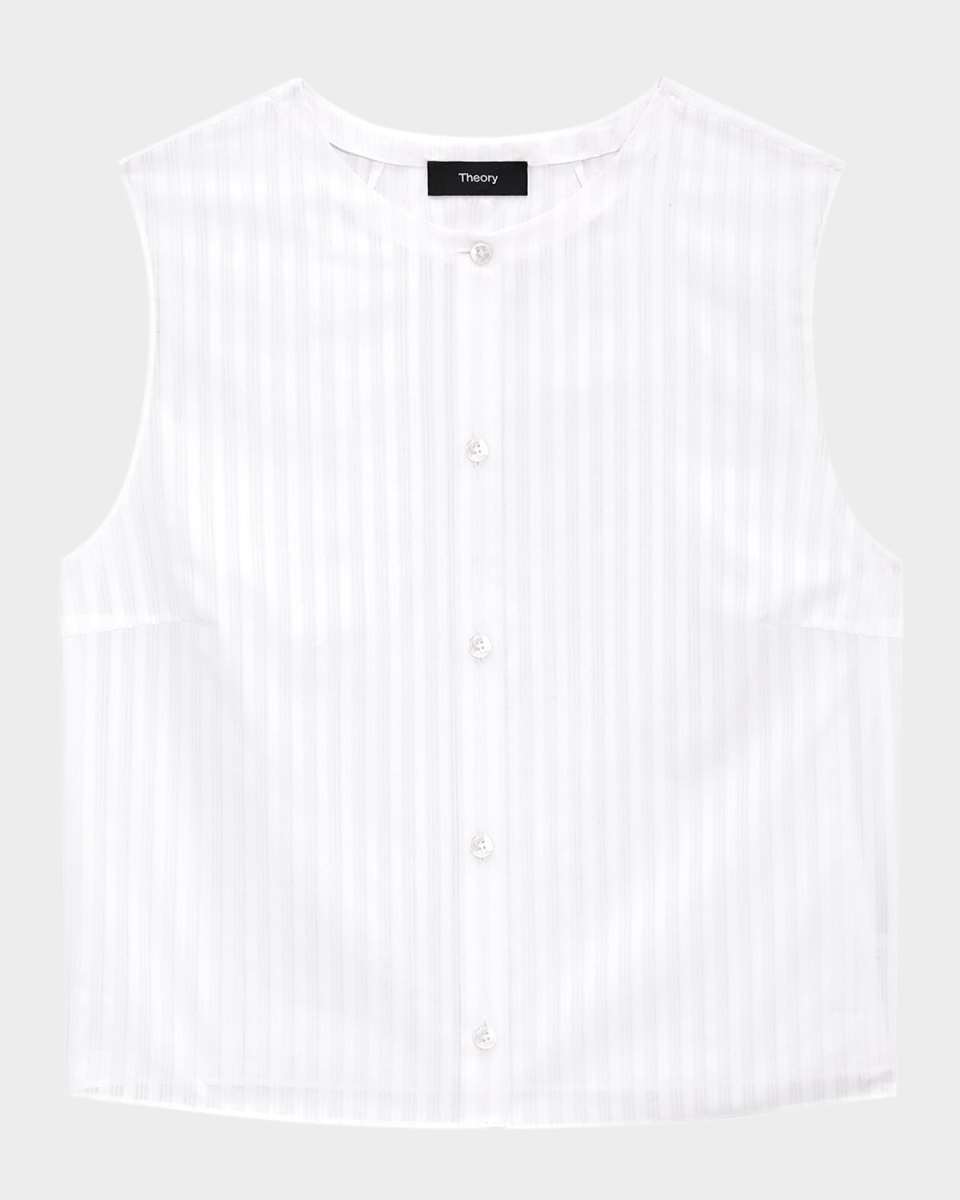 Stripe Button-Front Sleeveless She